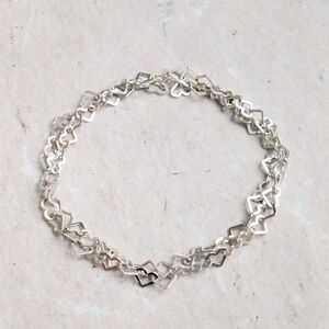 Vintage Sterling Silver Necklace Milor Heart Link Chain 19"